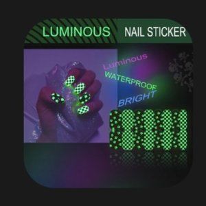 Glow in the Dark Black and White Patterned Nail Stickers